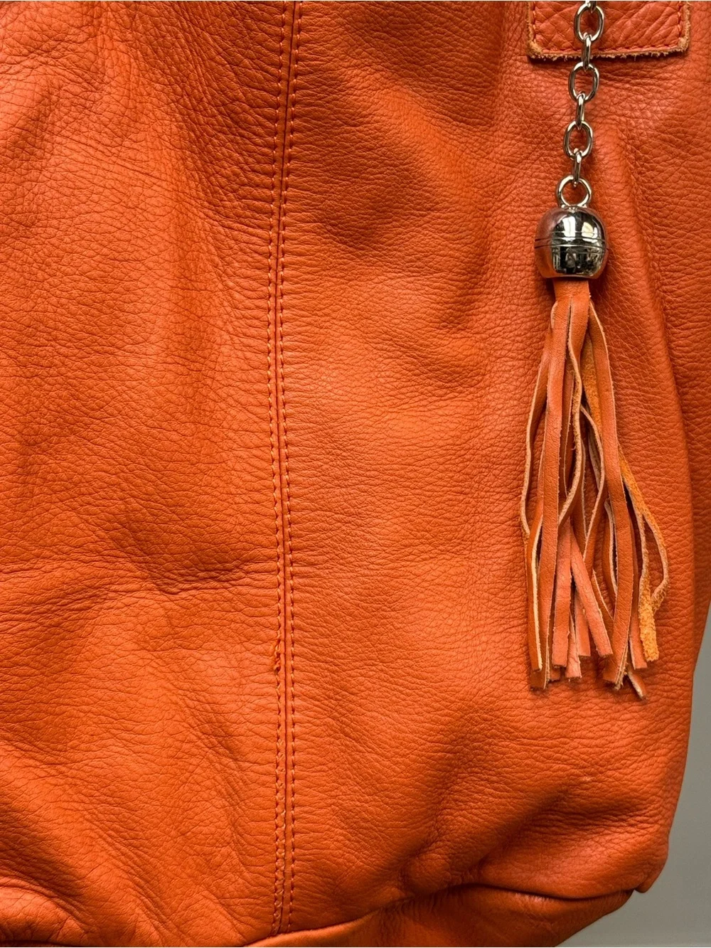 Nardelli Burnt Orange Soft Italian Leather Unstructured Hobo Shoulder Bag